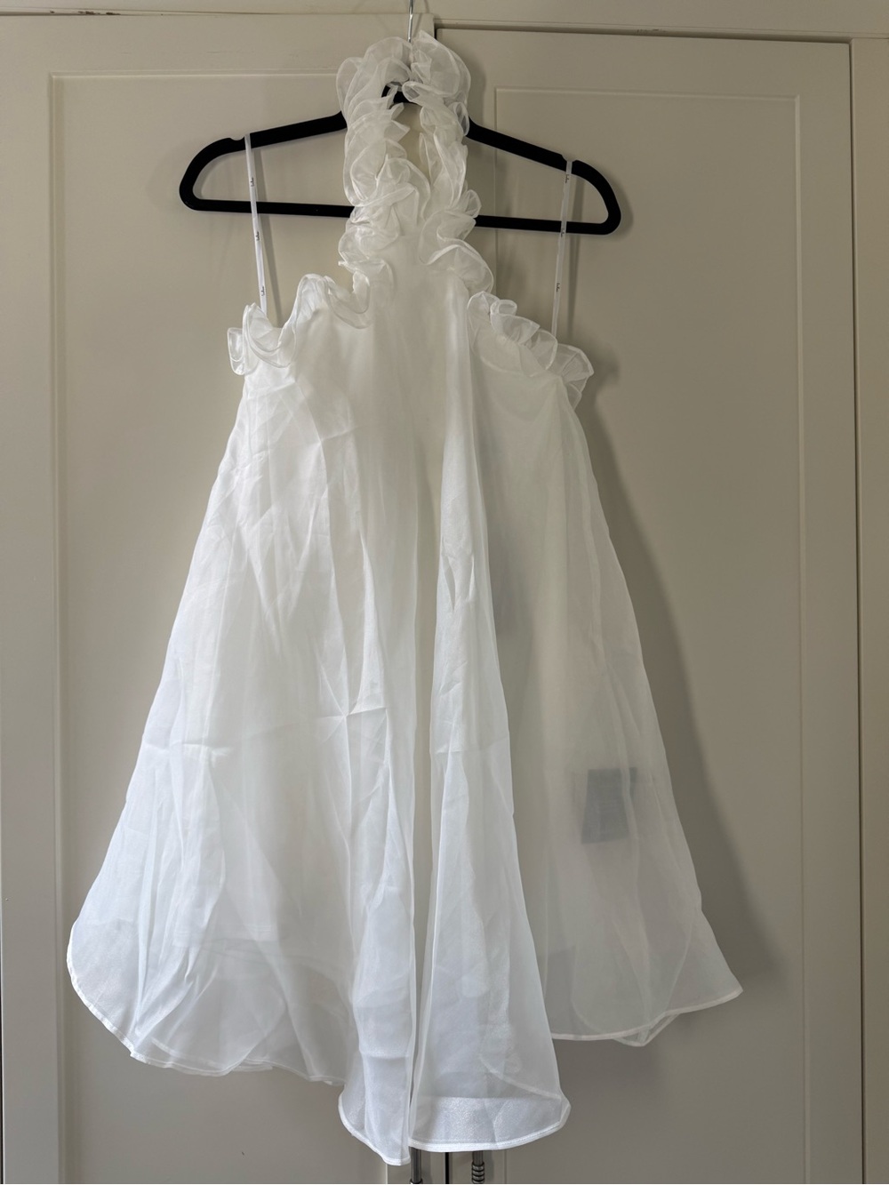 White Ruffled Halter Mini Dress